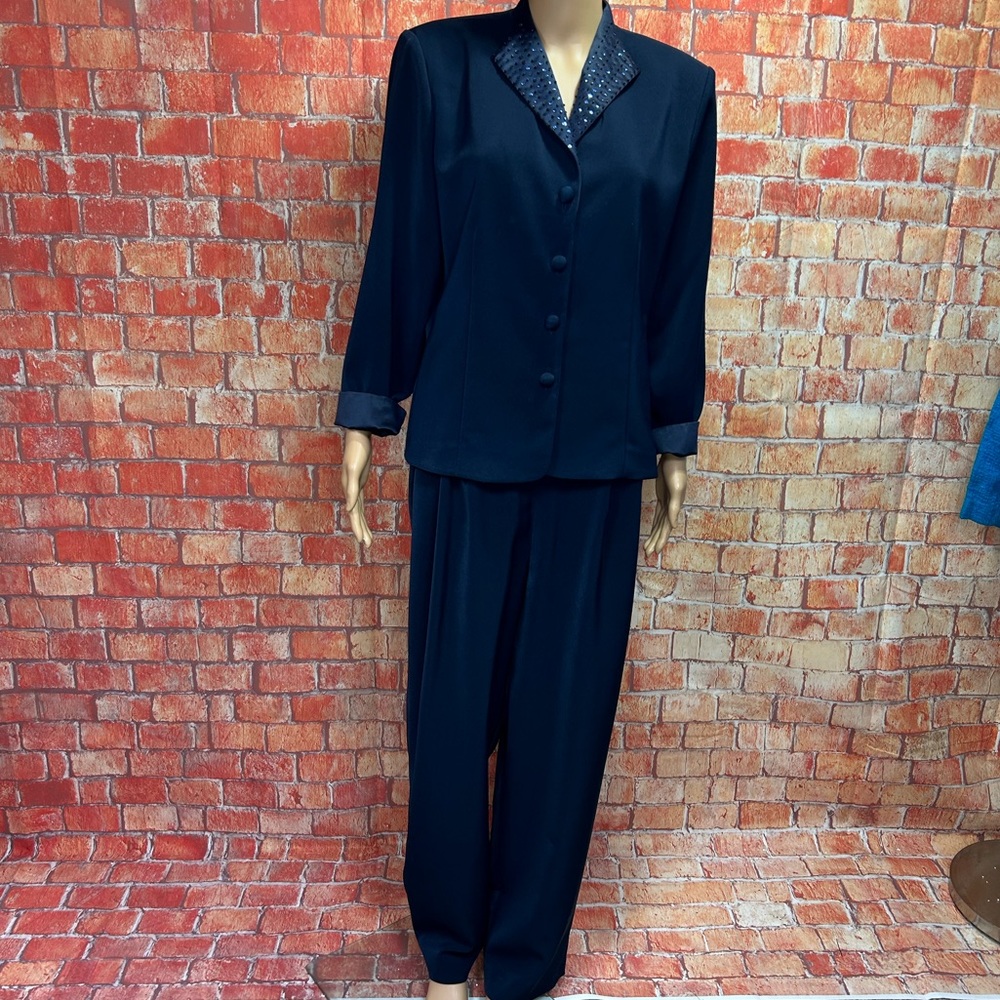 Positive Attitude Embellished Collar Blazer Pantsuit